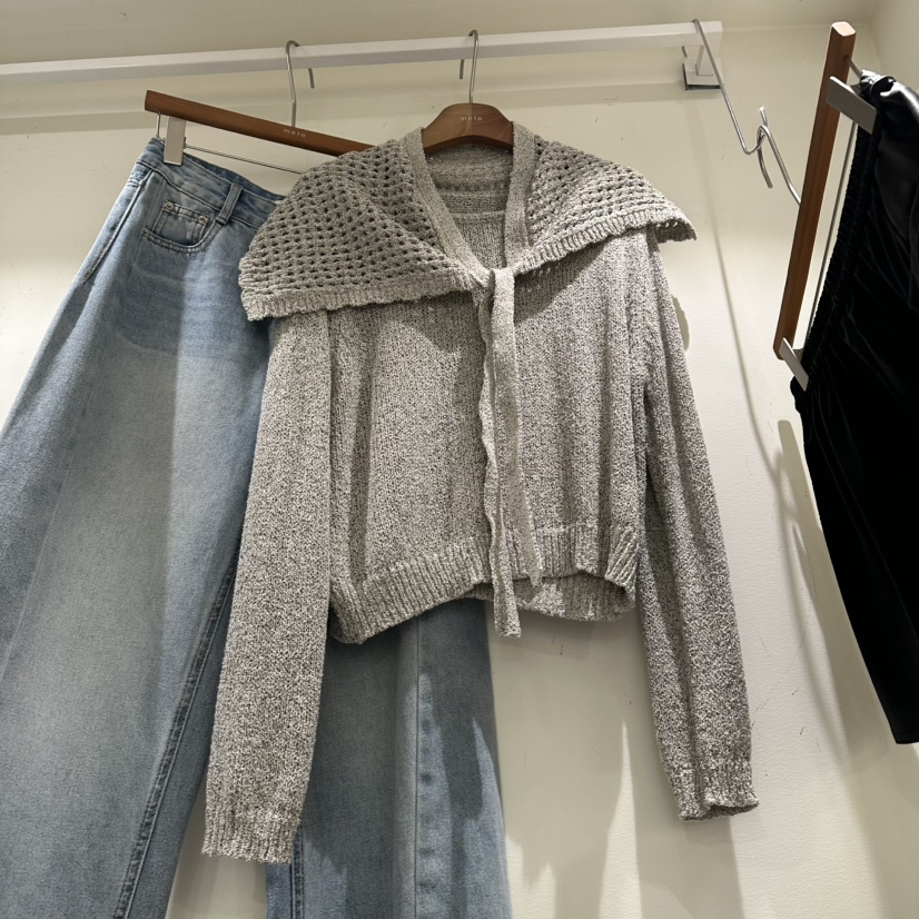MELO韓國代購女裝新品26春夏熱賣時尚推薦針織衫披肩圍巾MELO針織衫圖色3