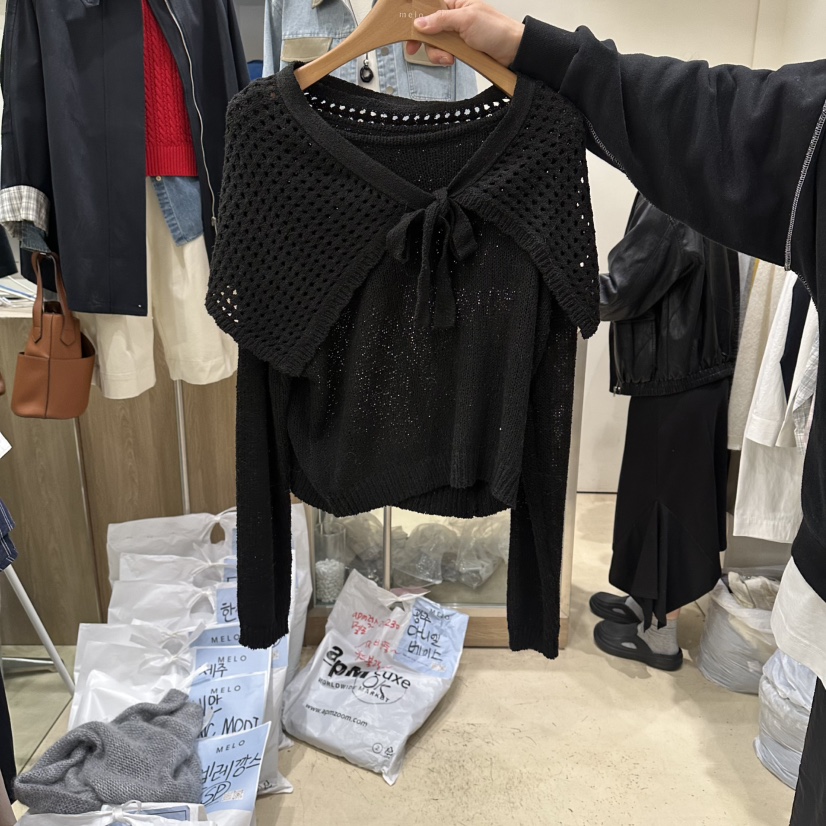 MELO韓國代購女裝新品26春夏熱賣時尚推薦針織衫披肩圍巾MELO針織衫圖色4