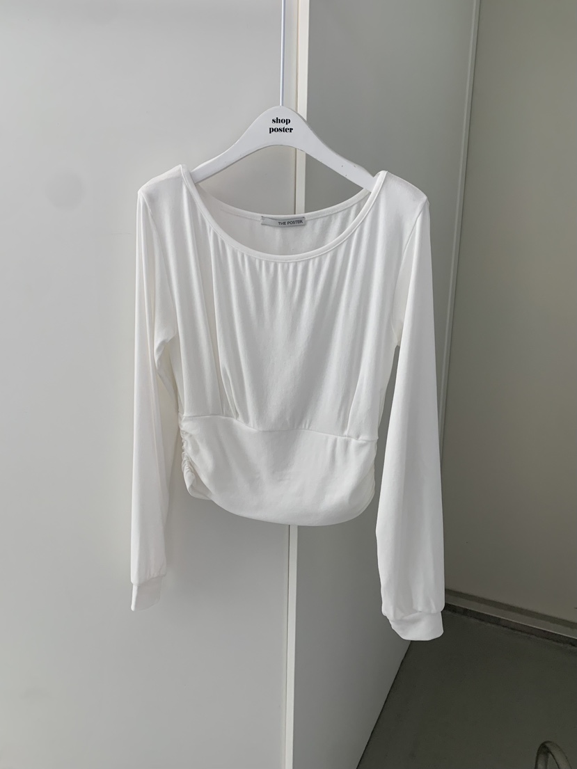 SHOP POSTER韓國直郵實拍女裝新款職業時尚推薦長袖T恤褶皺SHOP_POSTER長袖T恤圖色1