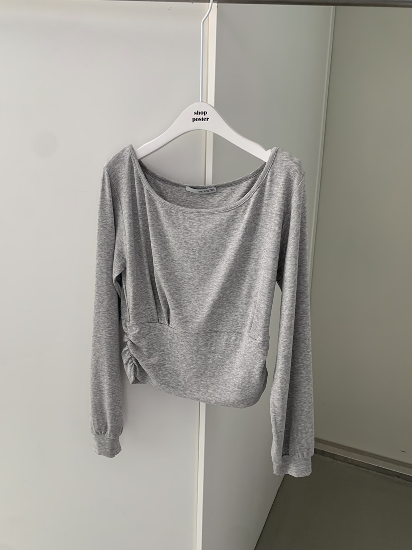 SHOP POSTER韓國直郵實拍女裝新款職業時尚推薦長袖T恤褶皺SHOP_POSTER長袖T恤圖色2