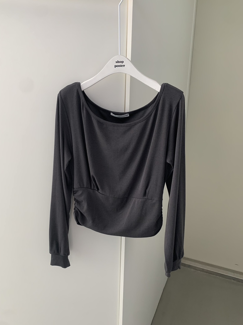 SHOP POSTER韓國直郵實拍女裝新款職業時尚推薦長袖T恤褶皺SHOP_POSTER長袖T恤圖色3