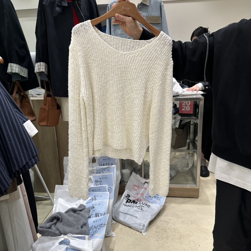 MELO韓國代購女裝新品26春夏休閑時尚熱賣針織衫不含內搭MELO針織衫圖色1
