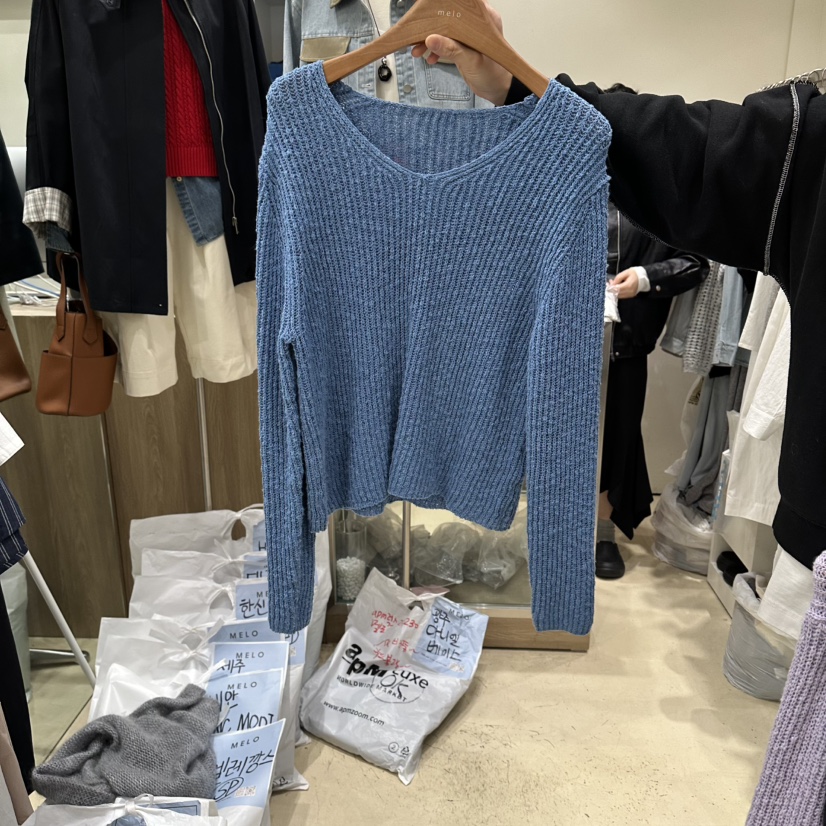 MELO韓國代購女裝新品26春夏休閑時尚熱賣針織衫不含內搭MELO針織衫圖色2