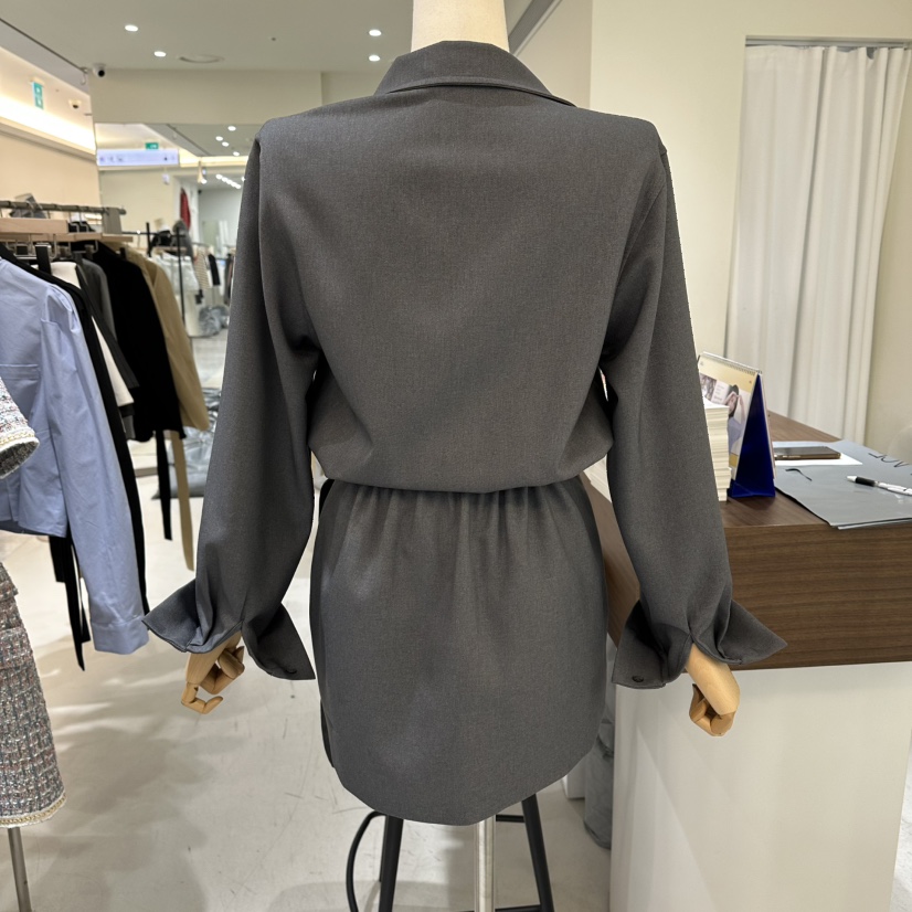 BES韓國東大門直郵女士新款熱賣時尚26春夏職業連衣裙系帶BES SEOUL連衣裙