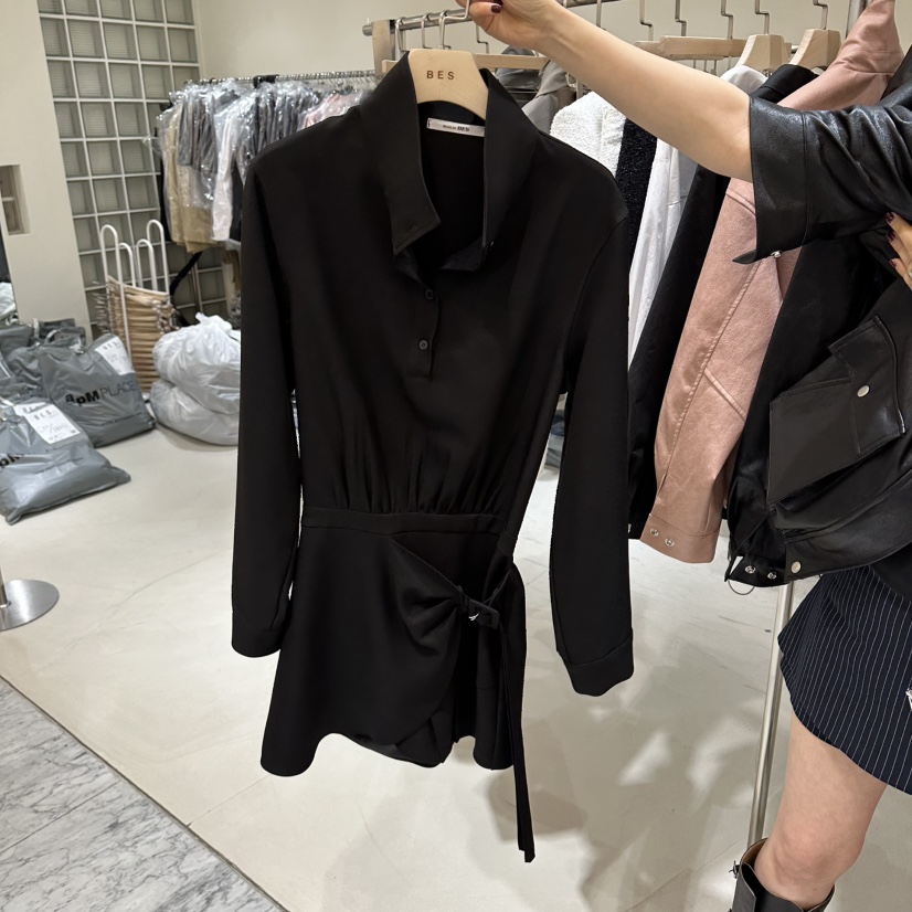 BES韓國東大門直郵女士新款熱賣時尚26春夏職業連衣裙系帶BES SEOUL連衣裙圖色2