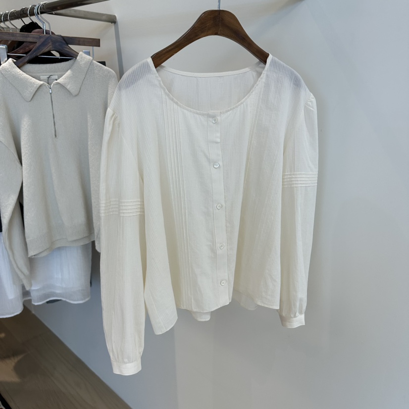 AGO韓國直郵實拍女士新品時尚26春夏職業休閑熱賣襯衫蕾絲衫AGO襯衫/蕾絲衫圖色2奶油色