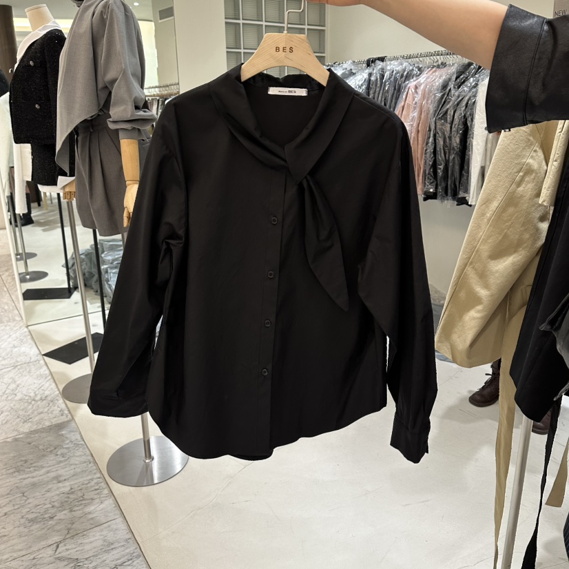 BES韓國代購女裝新款休閑時尚職業推薦人氣襯衫蕾絲衫圍巾BES SEOUL襯衫/蕾絲衫圖色2