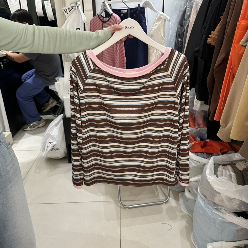 EGG IS韓國直郵女裝新款時尚職業26春夏推薦熱賣長袖T恤EGG IS長袖T恤圖色2