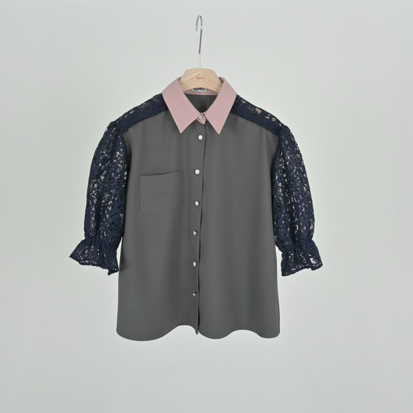 RUMBA韓國代購女士新品熱賣時尚人氣職業推薦26春夏襯衫蕾絲衫RUMBA襯衫/蕾絲衫圖色2