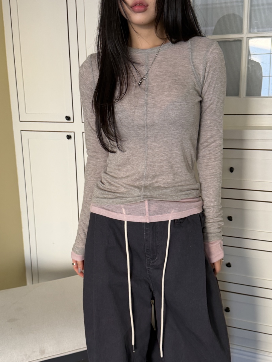 I MFACT韓國東大門直郵女裝新款時尚26春夏長袖T恤不含內搭I MFACT長袖T恤圖色1