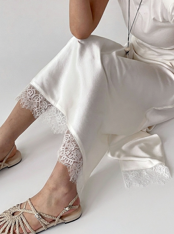 BOUND.A韓國代購女裝新款熱賣職業休閑時尚人氣長裙緞面BOUND.A長裙