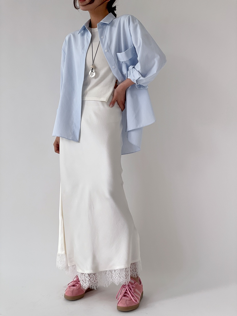 BOUND.A韓國代購女裝新款熱賣職業休閑時尚人氣長裙緞面BOUND.A長裙