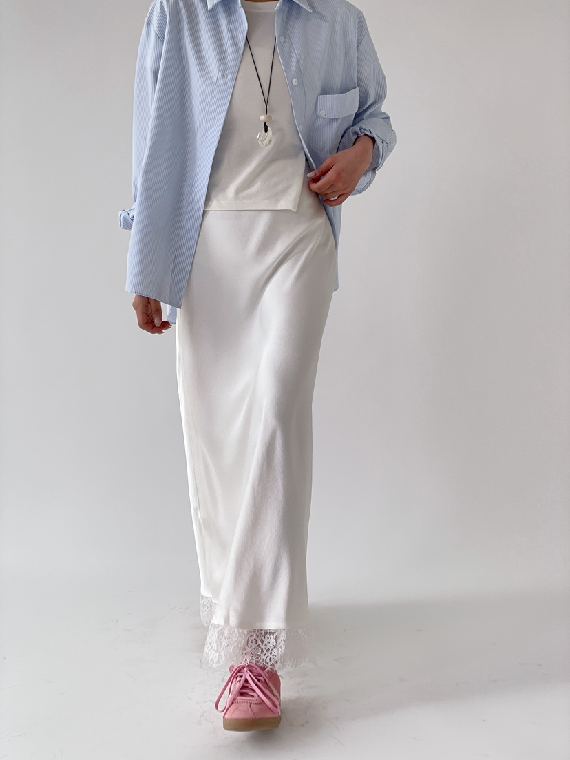 BOUND.A韓國代購女裝新款熱賣職業休閑時尚人氣長裙緞面BOUND.A長裙