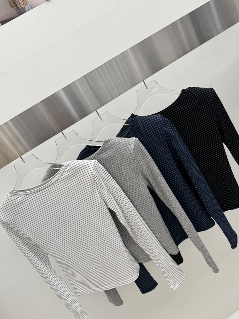 AMOOD韓國代購女士新品人氣職業26春夏推薦熱賣長袖T恤船領AMOOD長袖T恤