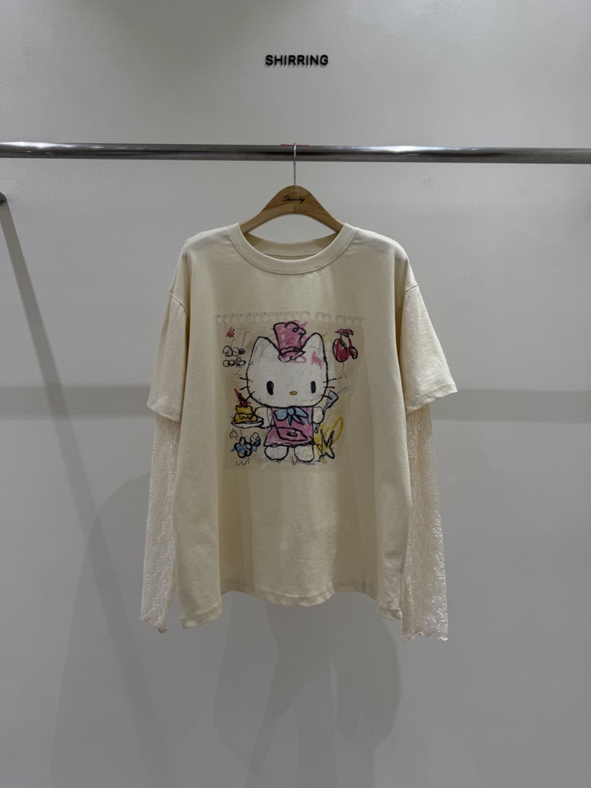 SHIRRING韓國代購女士新款熱賣休閑推薦人氣長袖T恤假兩件SHIRRING長袖T恤圖色2