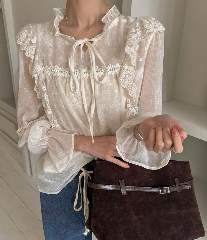 FEMME韓國東大門直郵女裝新品休閑熱賣推薦時尚襯衫蕾絲衫FEMME襯衫/蕾絲衫