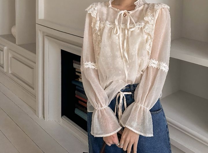 FEMME韓國東大門直郵女裝新品休閑熱賣推薦時尚襯衫蕾絲衫FEMME襯衫/蕾絲衫圖色1