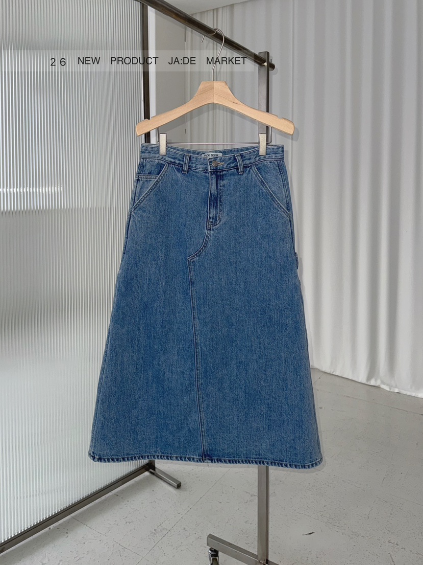 JADEMARKET韓國代購女士新品26春夏休閑人氣時尚職業長裙JADE MARKET長裙圖色1