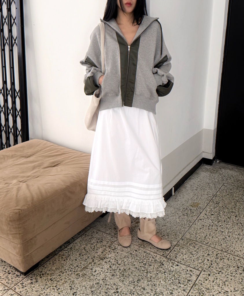 JADEMARKET韓國直郵女士新款推薦熱賣半身裙中短裙蕾絲褶裥JADE MARKET半身裙/中短裙