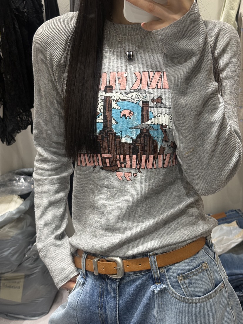 SHIRRING韓國直郵實拍女士新品推薦人氣休閑職業時尚長袖T恤SHIRRING長袖T恤