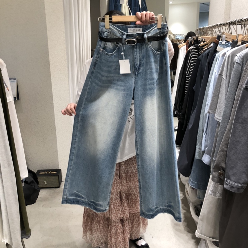 SSEMIENNE韓國東大門代購女士新款休閑人氣牛仔褲不含腰帶SSENIQUE牛仔褲圖色1