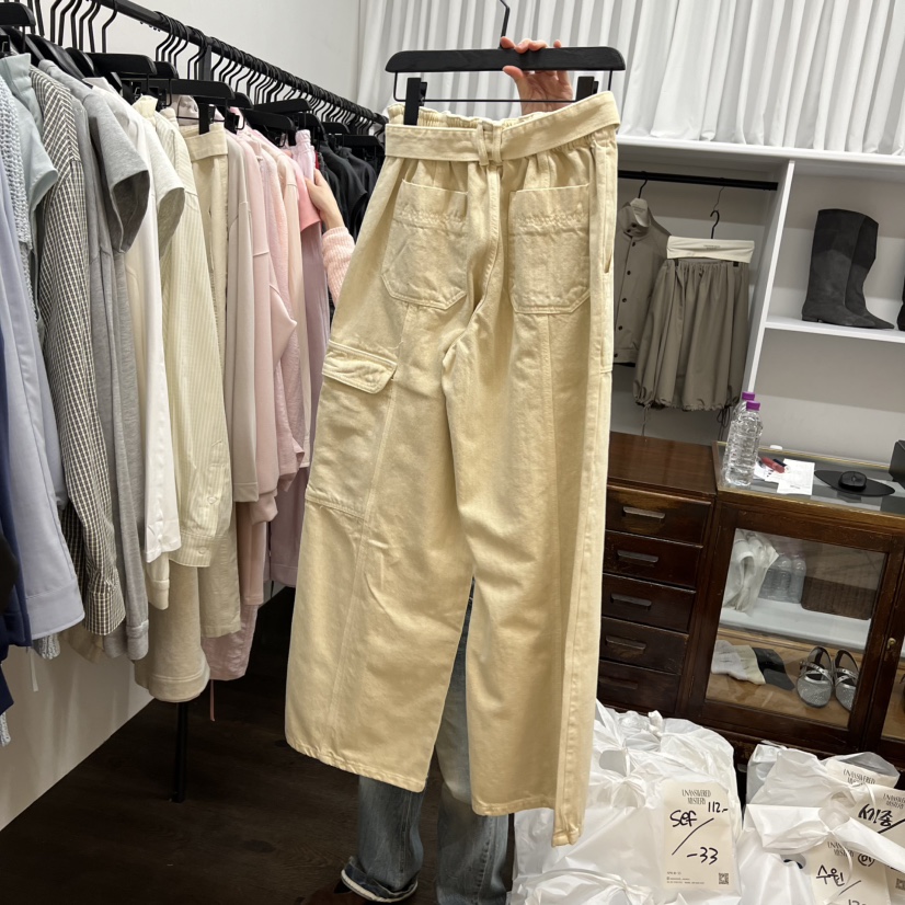 UNANSWERED-MYSTERY/FIFO韓國直郵實拍女士新款26春夏休閑褲含腰帶UNANSWERED-MYSTERY/FIFO休閑褲