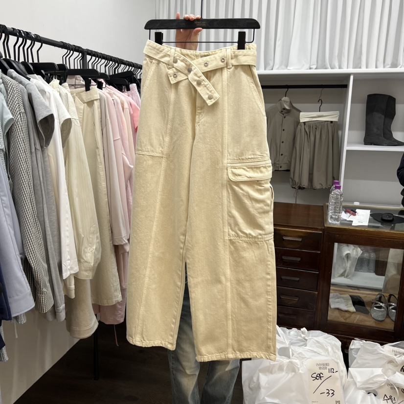 UNANSWERED-MYSTERY/FIFO韓國直郵實拍女士新款26春夏休閑褲含腰帶UNANSWERED-MYSTERY/FIFO休閑褲圖色1