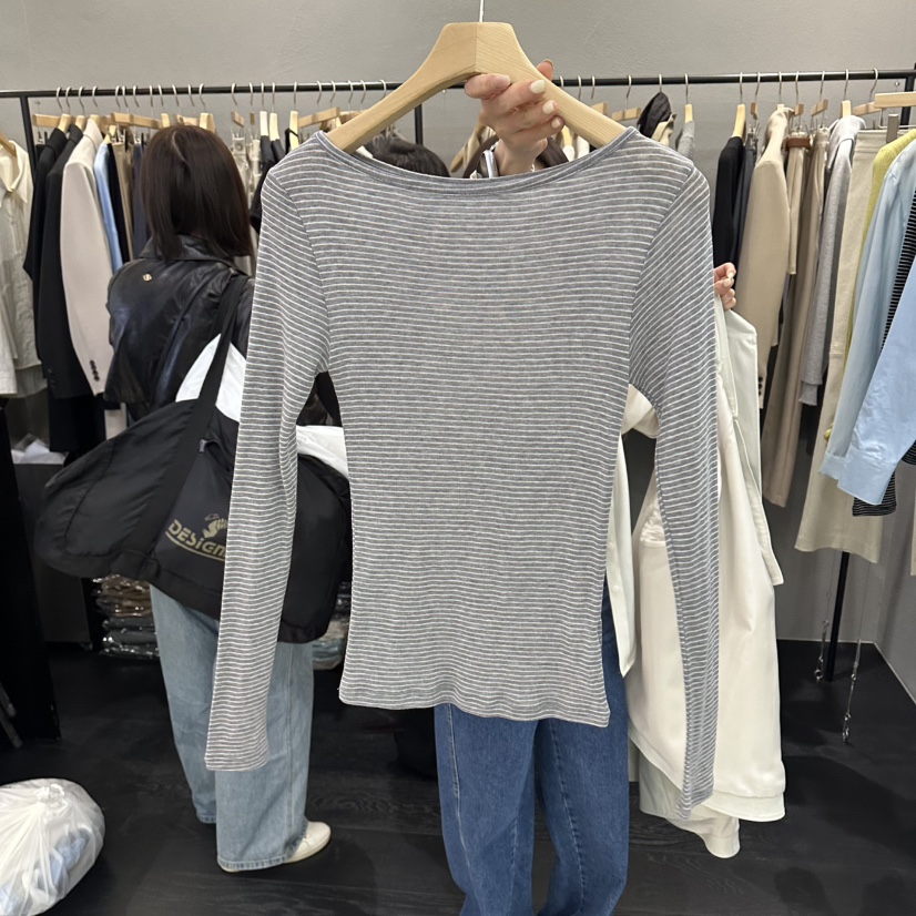 FLAMME TOIT/LUNAMDE韓國代購女士新品推薦長袖T恤船領FLAMME TOIT/LUNAMDE長袖T恤