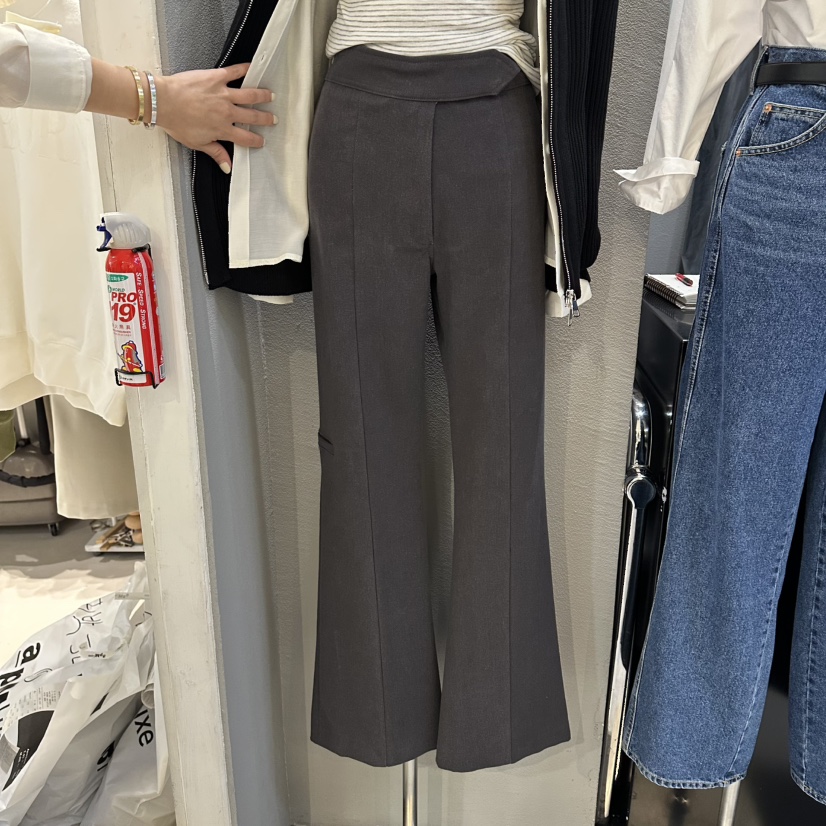 FLAMME TOIT/LUNAMDE韓國東大門代購女士新款職業休閑褲開衩FLAMME TOIT/LUNAMDE休閑褲圖色2墨色