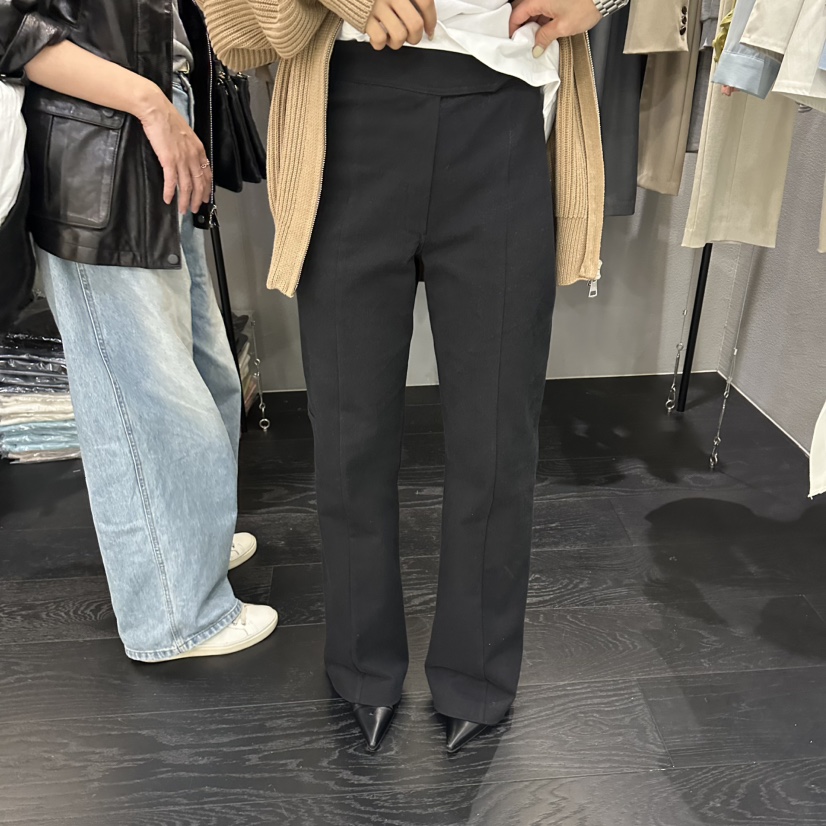 FLAMME TOIT/LUNAMDE韓國東大門代購女士新款職業休閑褲開衩FLAMME TOIT/LUNAMDE休閑褲圖色3黑色