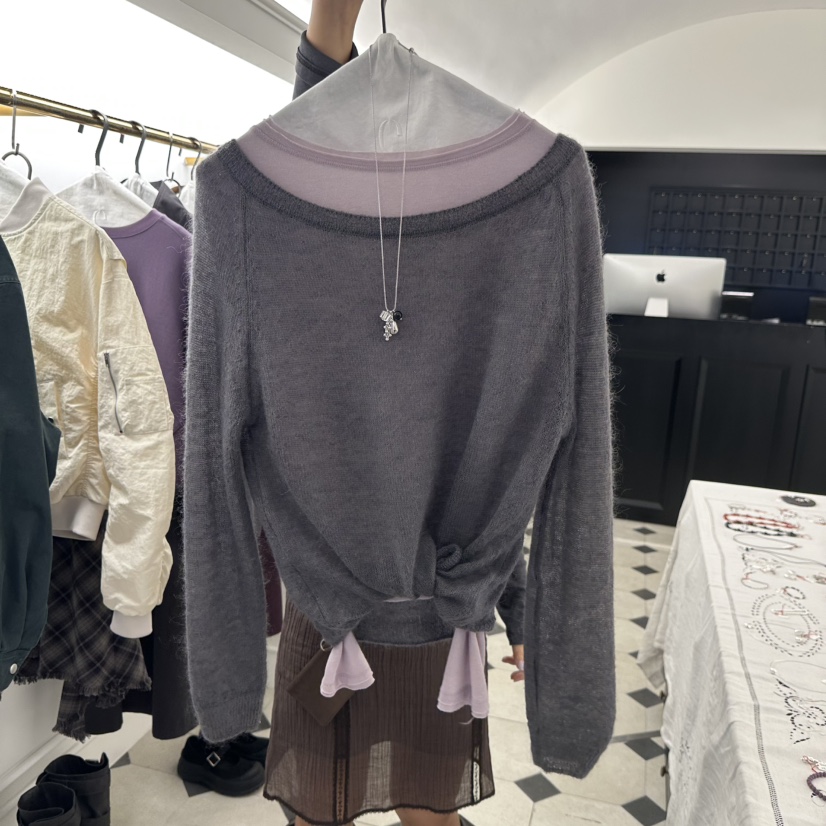 ETER韓國直郵女士新品職業時尚人氣26春夏針織衫不含內搭露肩eter/VERSO針織衫圖色2