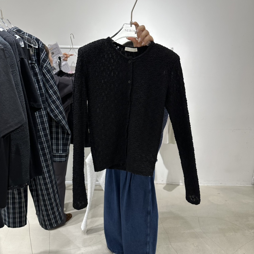 NEROLI 36韓國代購女士新品職業推薦休閑針織衫花朵蕾絲NEROLI 36針織衫圖色3