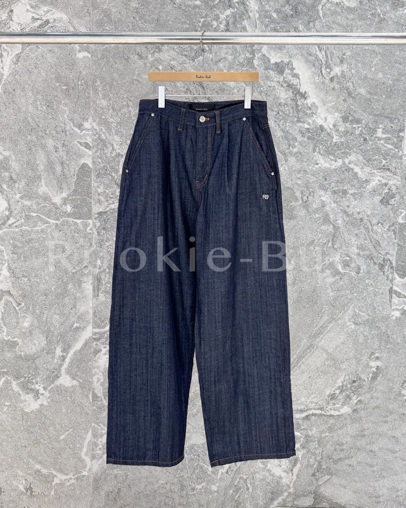 ROOKIE BUD韓國直郵女士新品人氣熱賣休閑26春夏牛仔褲褶裥ROOKIE BUD-L牛仔褲