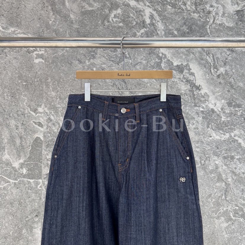 ROOKIE BUD韓國直郵女士新品人氣熱賣休閑26春夏牛仔褲褶裥ROOKIE BUD-L牛仔褲
