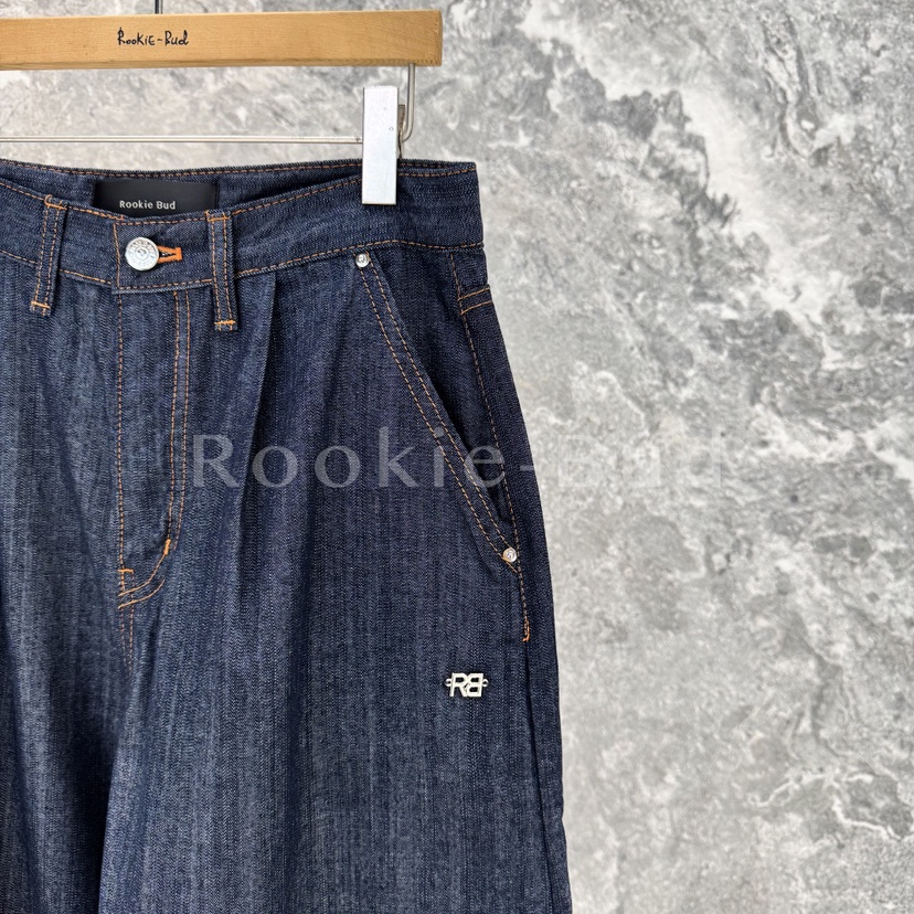 ROOKIE BUD韓國直郵女士新品人氣熱賣休閑26春夏牛仔褲褶裥ROOKIE BUD-L牛仔褲