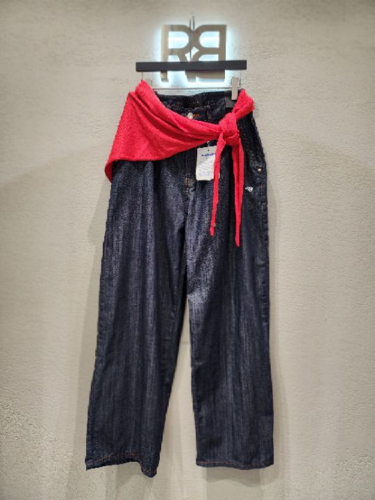 ROOKIE BUD韓國直郵實拍女士新款人氣休閑職業牛仔褲褶裥ROOKIE BUD-P牛仔褲