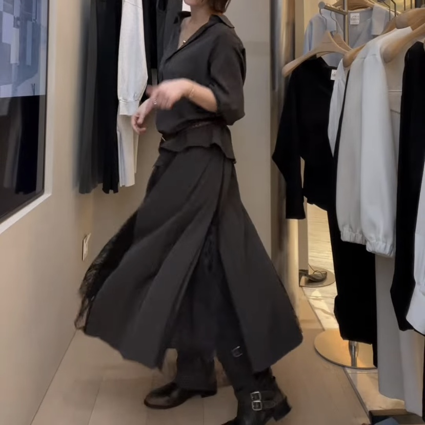 PLUS HONG-P韓國直郵女士新款推薦職業半身裙中短裙蕾絲LORA FAMILY/PLUS HONG半身裙/中短裙