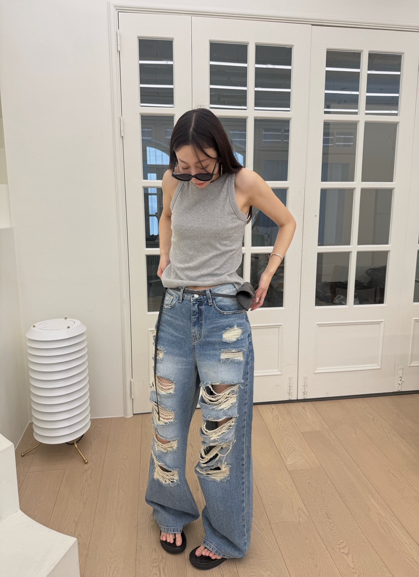 LUMIPLE韓國東大門直郵女裝新品推薦職業時尚吊帶背心刺繡LUMIPLE吊帶/背心