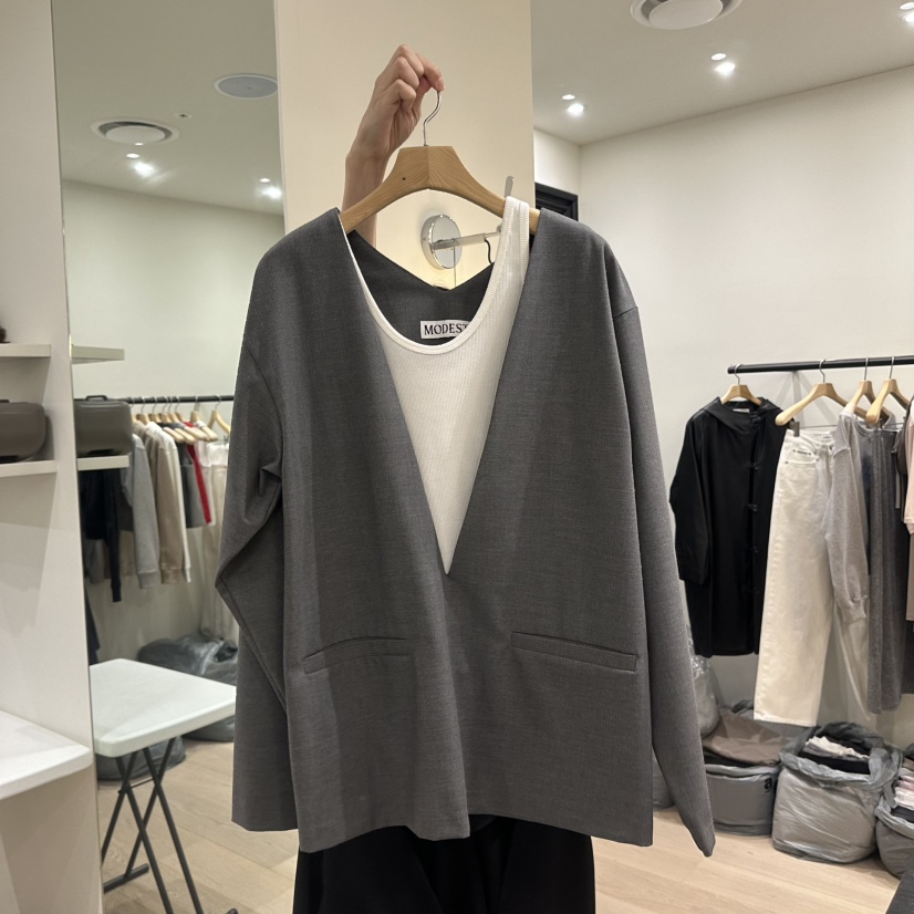 NOTTINGHAM/AVECNOUS韓國東大門直郵女裝新款26春夏夾克不含內搭MODEST/NOTTINGHAM夾克圖色2