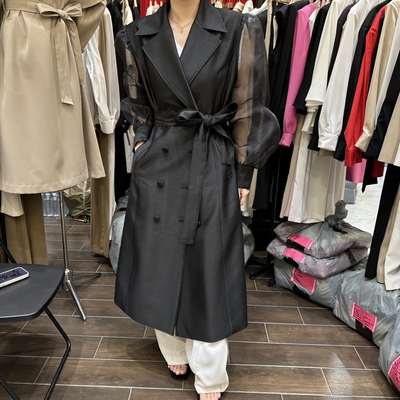 HERISH韓國直郵實拍女士新品時尚人氣休閑長款風衣含腰帶Herish長款風衣圖色2