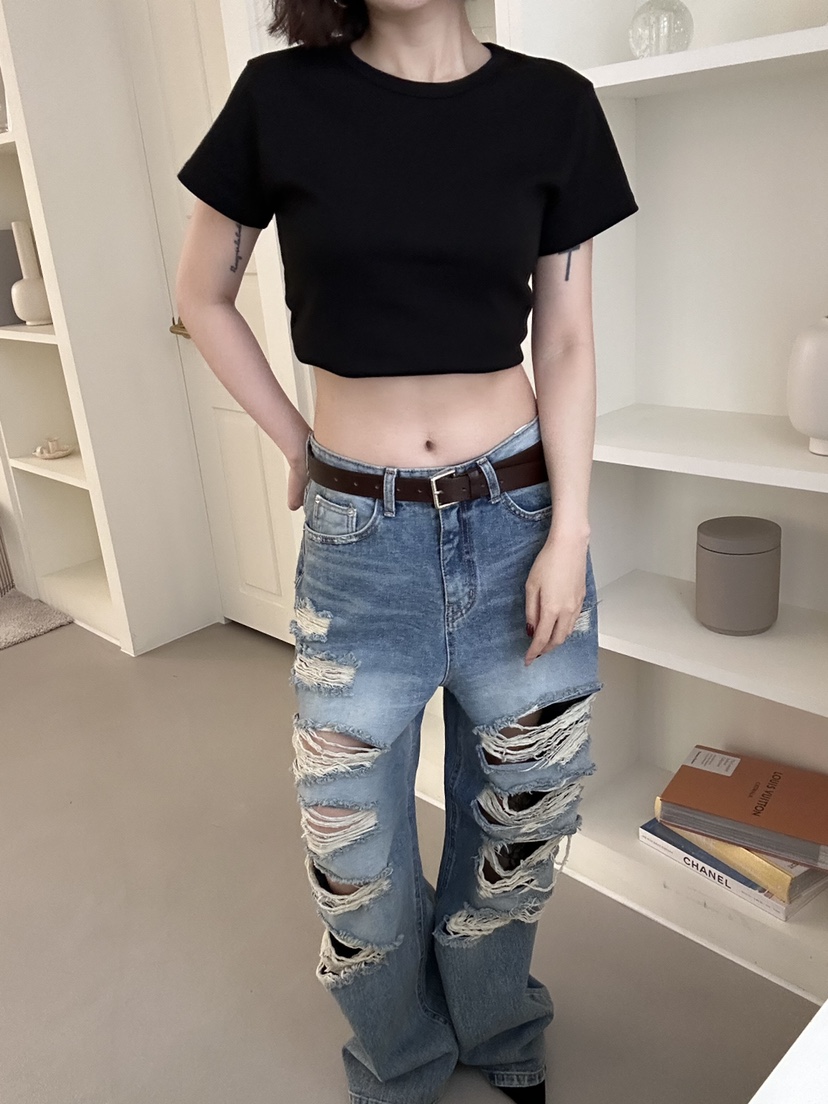 LUMIPLE韓國直郵實拍女士新款熱賣人氣26春夏職業休閑牛仔褲LUMIPLE牛仔褲