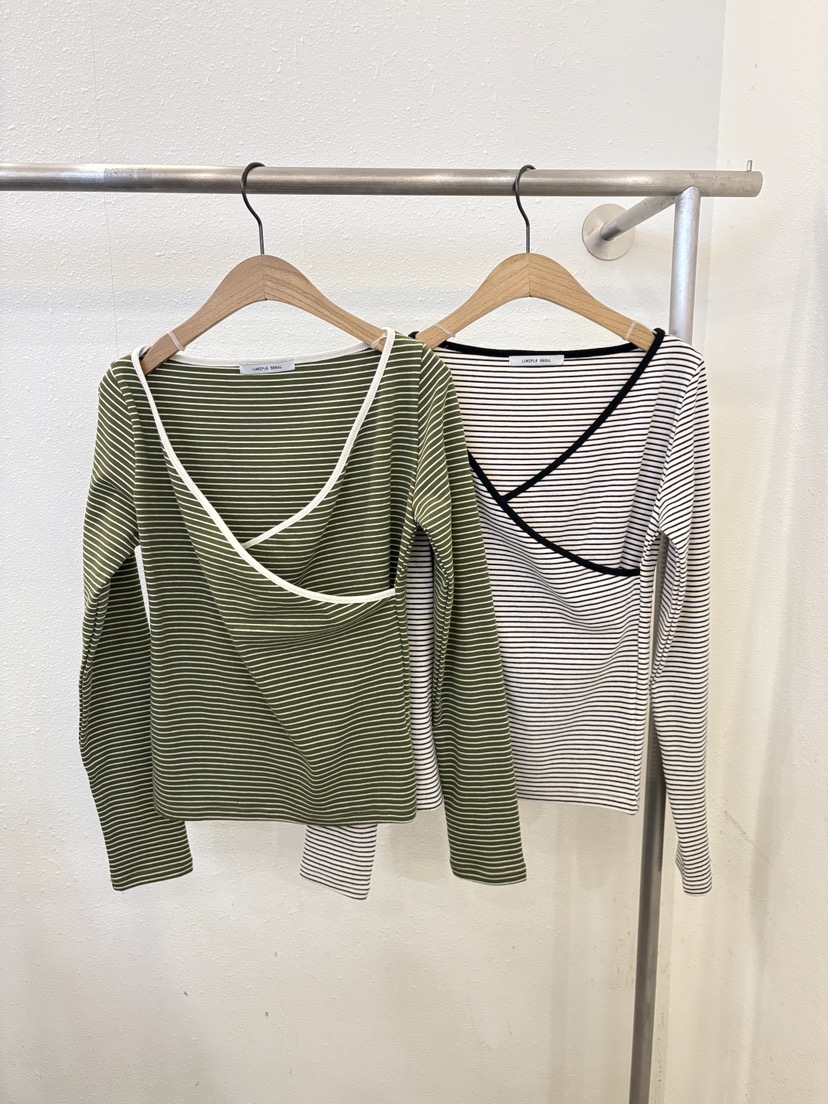 LUMIPLE韓國直郵女士新品推薦時尚職業26春夏熱賣長袖T恤V領LUMIPLE長袖T恤