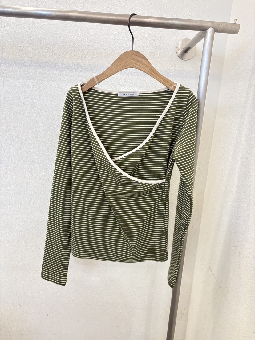 LUMIPLE韓國直郵女士新品推薦時尚職業26春夏熱賣長袖T恤V領LUMIPLE長袖T恤圖色2