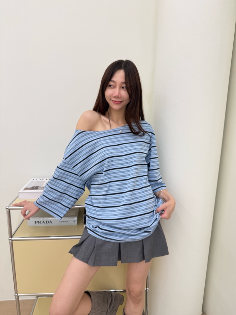 LUMIPLE韓國東大門直郵女裝新品人氣26春夏職業連衣裙條紋LUMIPLE連衣裙