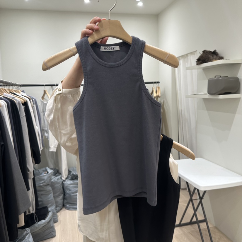 NOTTINGHAM/AVECNOUS韓國直郵女裝新款休閑熱賣吊帶背心MODEST/NOTTINGHAM吊帶/背心圖色4墨色