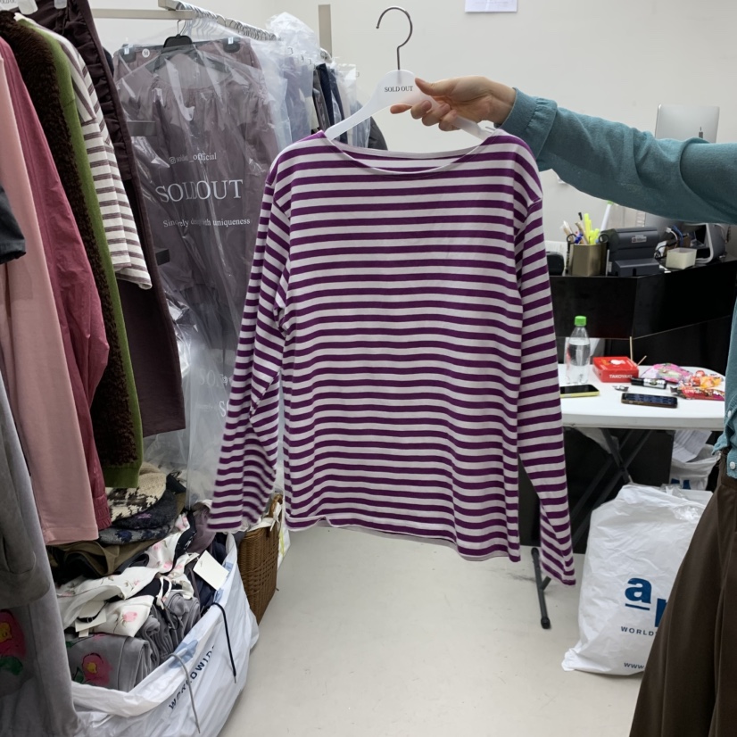 SOLD OUT韓國代購女裝新款職業26春夏熱賣休閑長袖T恤船領SOLD OUT長袖T恤圖色1