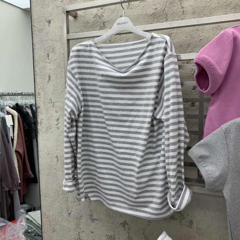 SOLD OUT韓國代購女裝新款職業26春夏熱賣休閑長袖T恤船領SOLD OUT長袖T恤圖色2