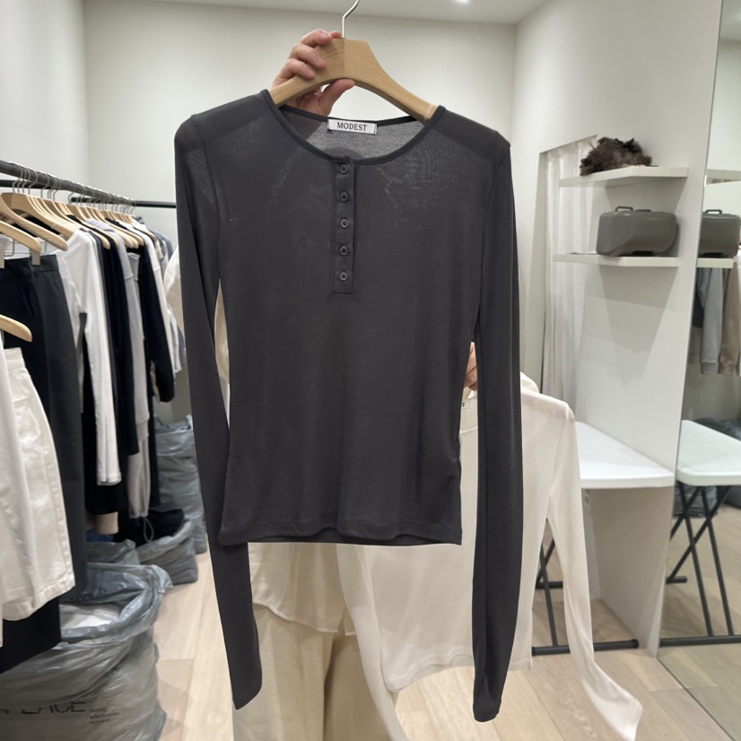 NOTTINGHAM/AVECNOUS韓國代購女裝新品26春夏熱賣長袖T恤MODEST/NOTTINGHAM長袖T恤圖色2墨色