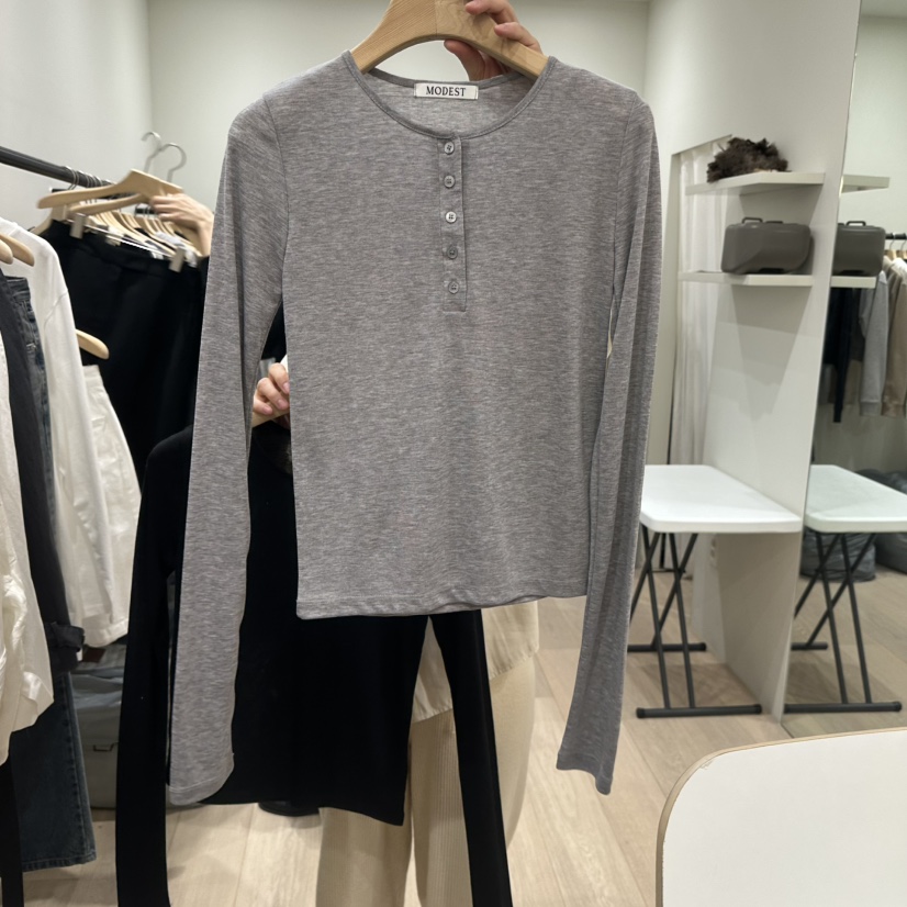 NOTTINGHAM/AVECNOUS韓國代購女裝新品26春夏熱賣長袖T恤MODEST/NOTTINGHAM長袖T恤圖色3