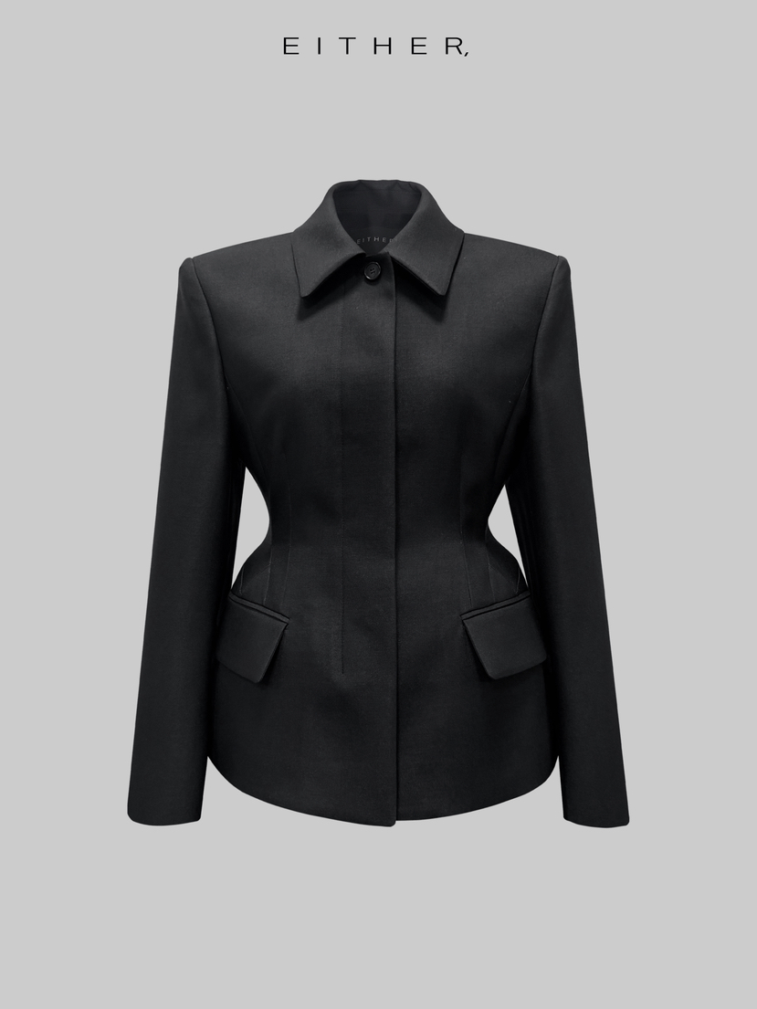 EITHER韓國東大門直郵女裝新款推薦職業人氣26春夏時尚夾克EITHER夾克圖色2黑